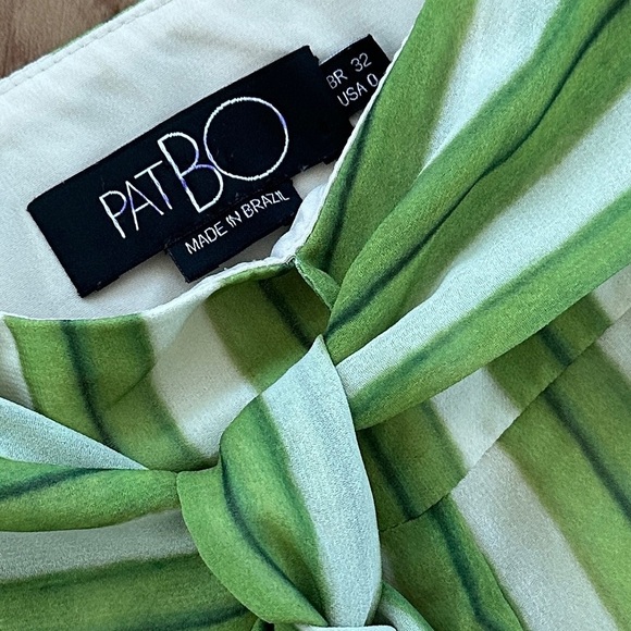 PatBO Green Striped Wide Leg Tie Waist Pants Resort Wear Palazzo Trousers Sz. 0 - Picture 15 of 15